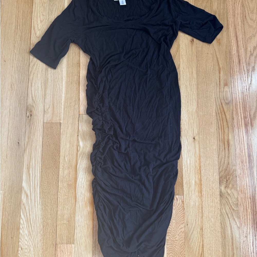 Black Ruched Midi Dress Maternity
